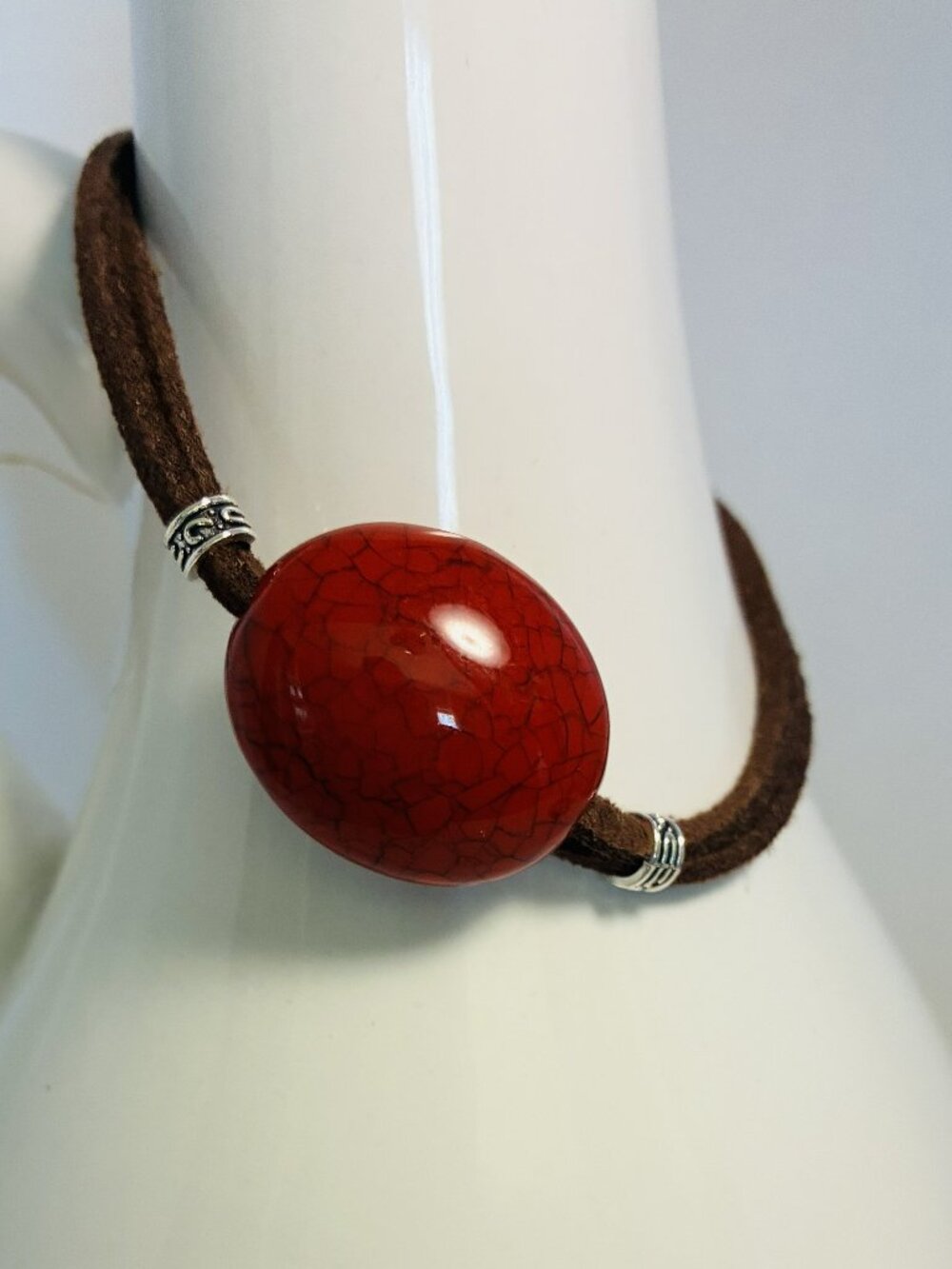 Handmade Faux Leather Bracelet • 6" • Button Closure • Boho Unisex Style